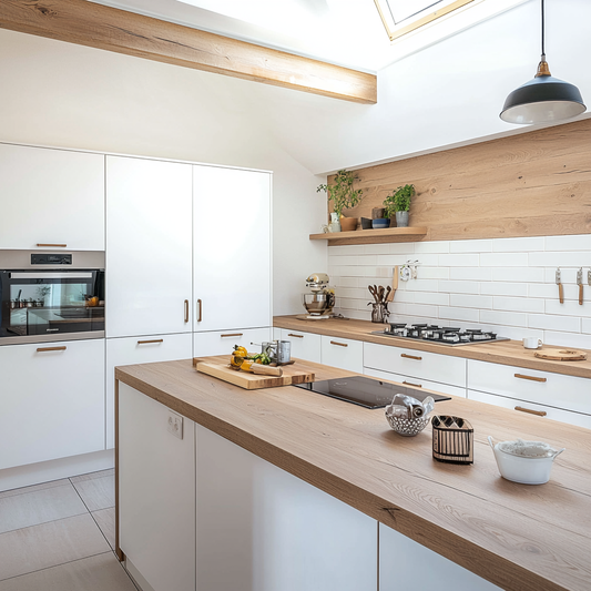 Cuisine traditionnelle blanche et bois - Modèle CTBB
