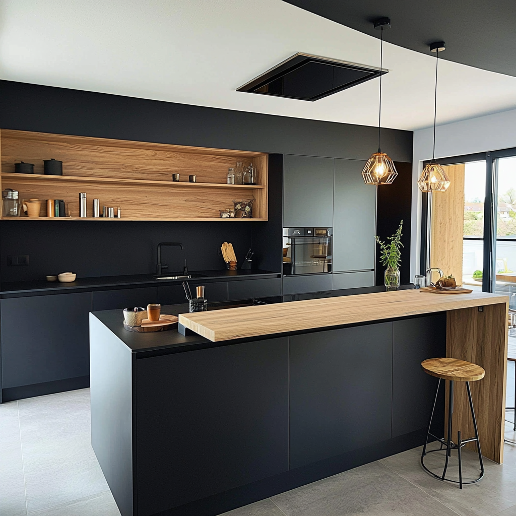 Cuisine contemporaine noire full black - Modèle CCFB