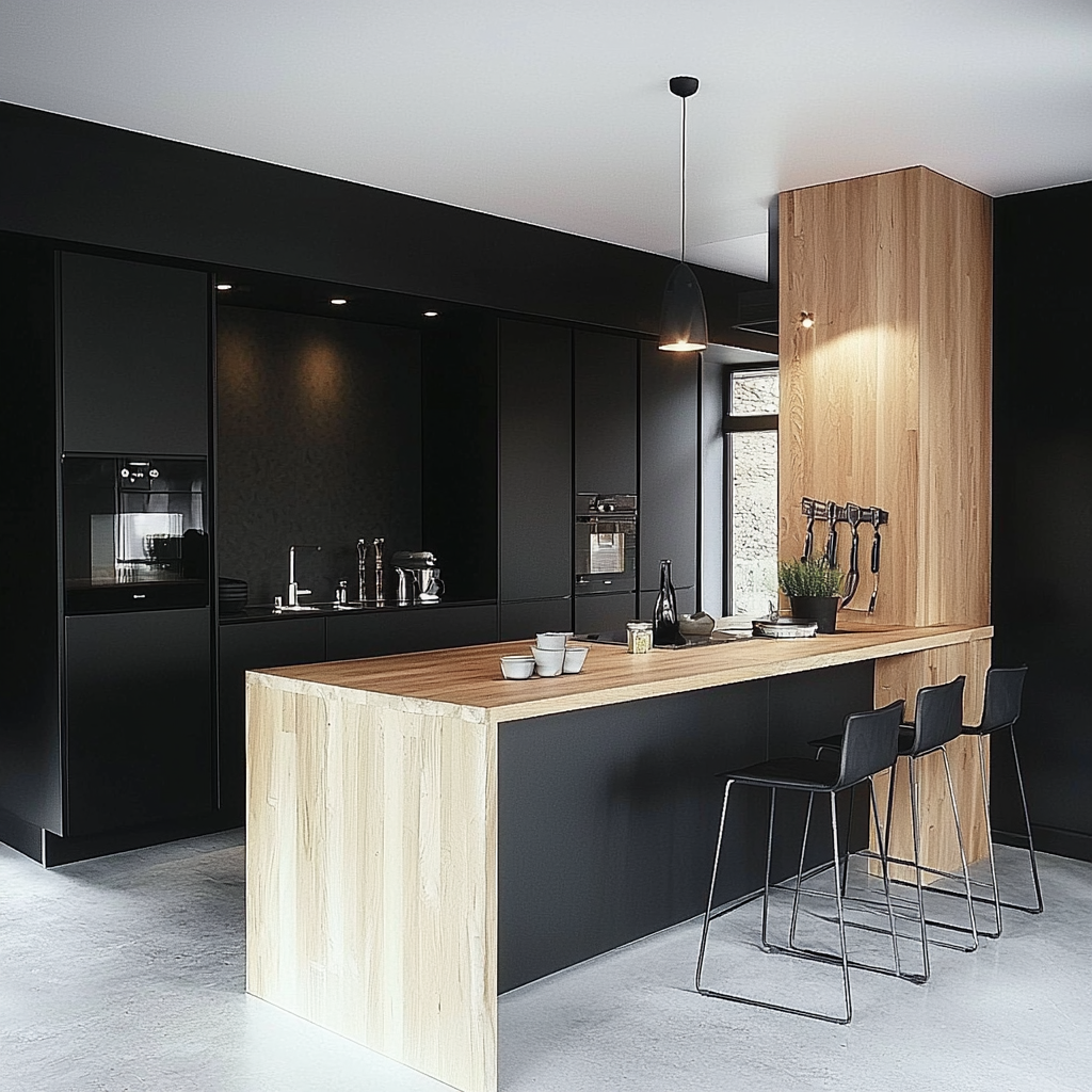 Petite cuisine contemporaine noire full black - Modèle PCCFB